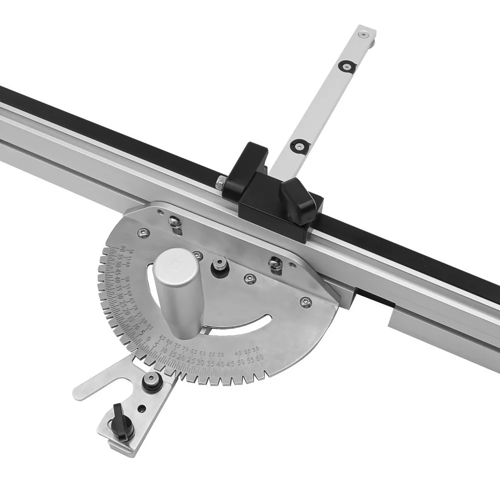 Precision Miter Gauge , Aluminum Table Saw Miter Gauge W/ 60° Angled Ends for Max. Stock Support and A Repetitive Cut Flip Stop