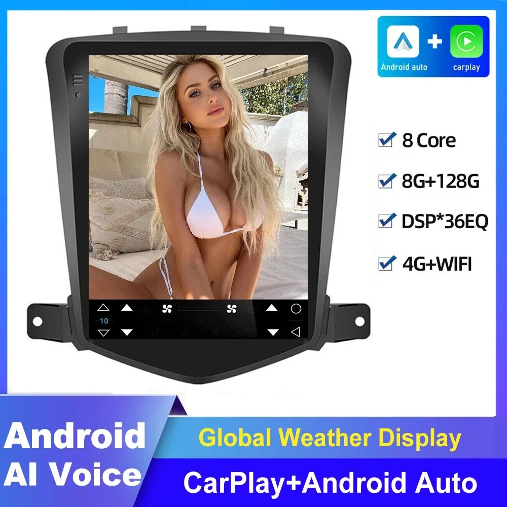 

9.7" Vertical screen Car Radio for Chevrolet Cruze 2008-2012 Multimedia Player Android 13 GPS 2din Carplay Auto Stereo Head Unit