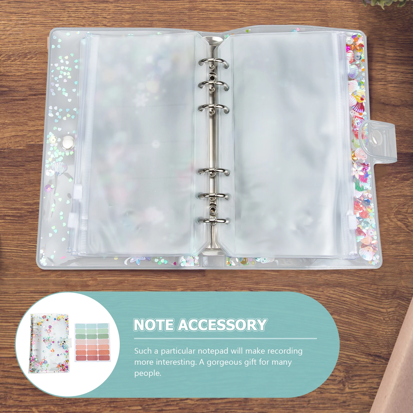 

Binder Zipper Bag Cash Saving Card Sleeves Book Transparent Cards Pocket Money Organizer Household Cards Book Multi-function