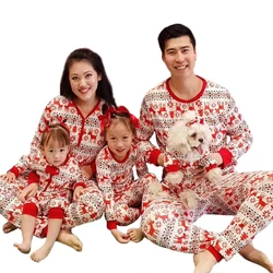 Christmas Mom Dad Daughter Son Matching Pajamas Set Girls Boys Red White Elk Sleepwear Baby Romper Loose Clothing Family Look