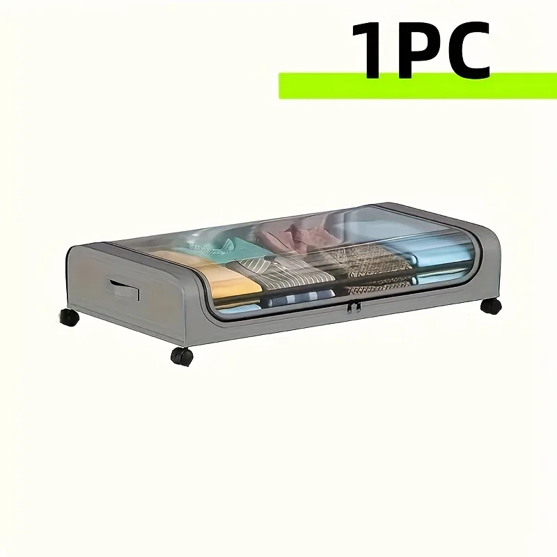 

1/2pcs Rolling Under Bed Metal Drawer - Under Bed Storage with Wheels for Clothes, Blankets, Books, Bedding, Shoes - Storage Containers, Organizer.1pc In A Gray Storage Box,, Hanger