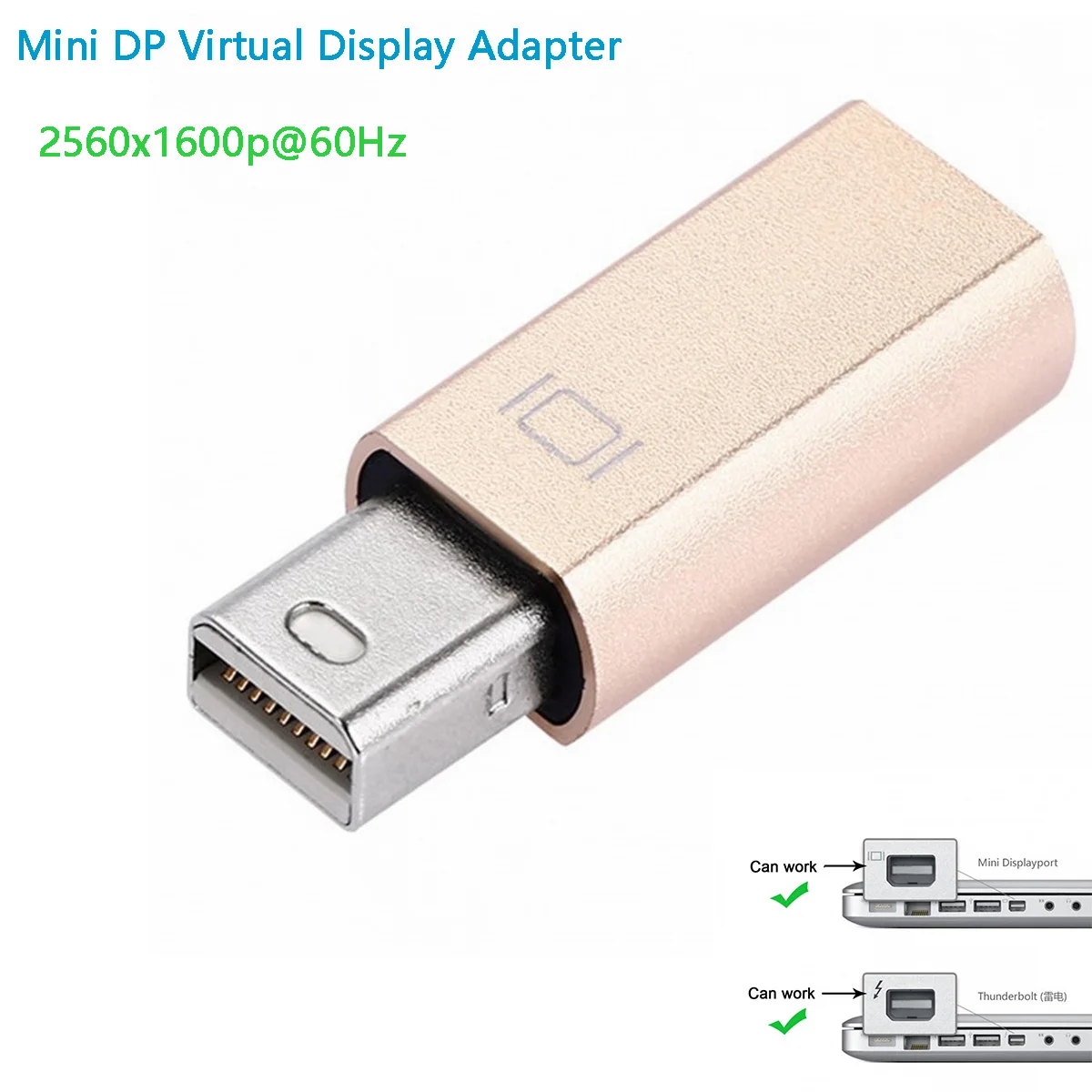 Virtual Display Adapter Mini DP Displayport Dummy Plug Headless Ghost Display Emulator 2560x1600p@60Hz