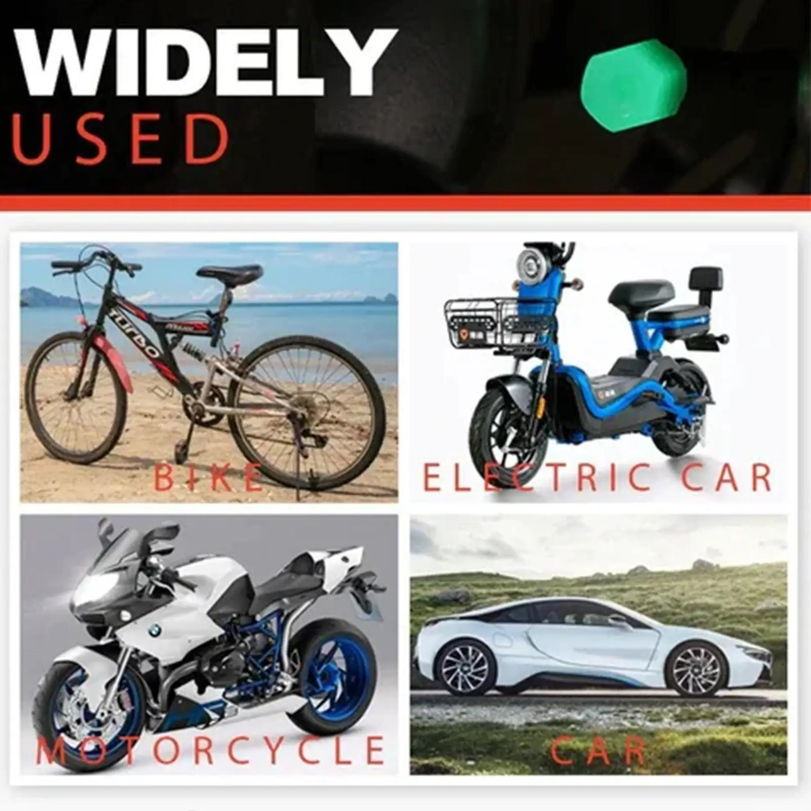 4 piezas Tapas de Válvulas para Coche que Brillan en la Noche Cubiertas de Polvo para Válvulas de Neumáticos Luminosas Universales para Moto y