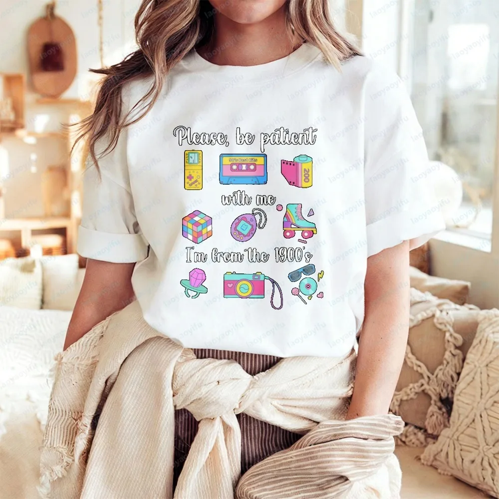 Please Be Patient with Me I'm From The 1900s Shirt for Women Funny Retro 90's Meme Tops Funny Vintage Classic Fashion Streetwear