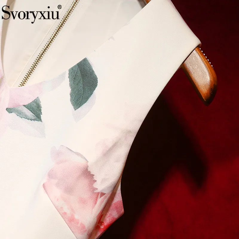 Svoryxiu-Robe courte imprimée à fleurs pour femmes, vêtement de styliste, tenue d'été élégante