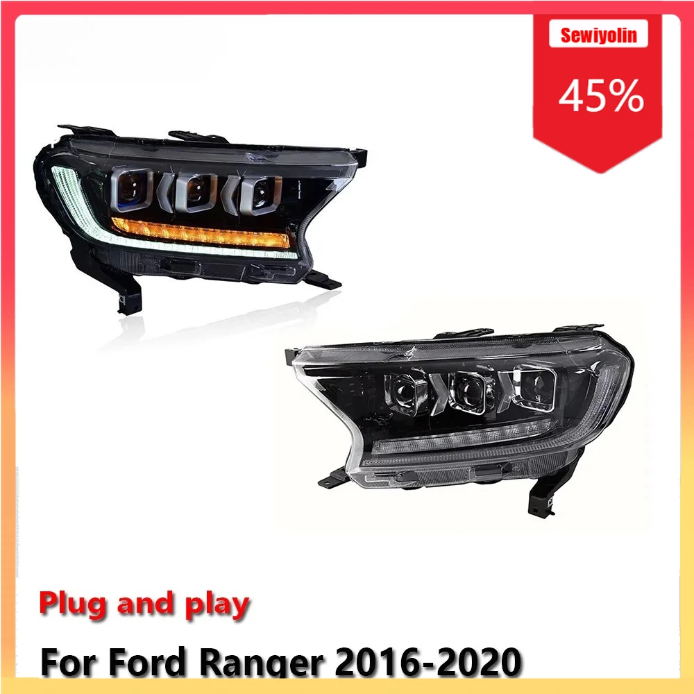 

Car LED Headlight Automobile PartsFor Ford Ranger 2016-2020 Fog DRL Brake Turn Signal Lamp Plug and Play
