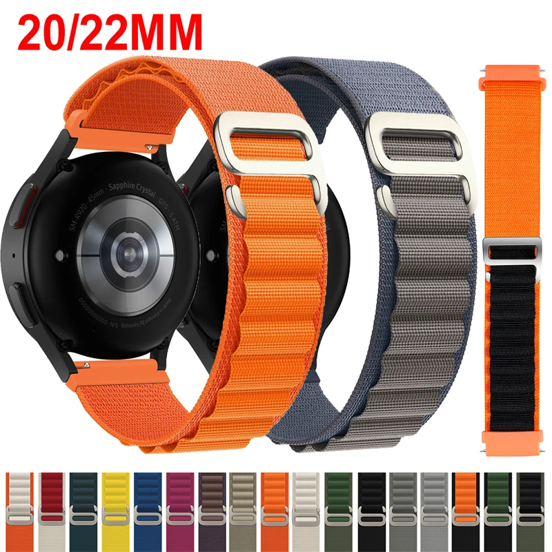 22mm 20mm Watch Band Alpine Loop For Samsung Galaxy Watch 7 6 5 4 Classic Active 2 Gear S3 Sport Nylon Strap Huawei GT4 Bracelet