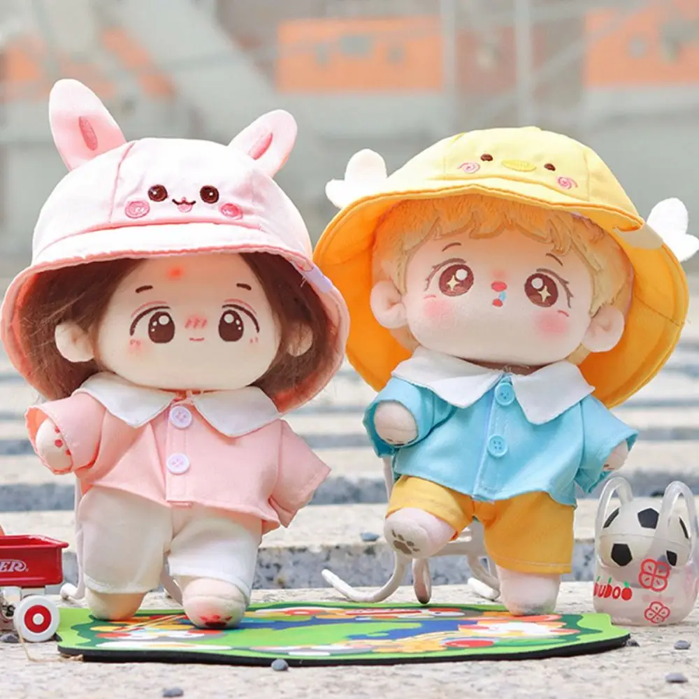 

20cm Doll Clothes Overalls Set Stuffed Toys Plush Cotton Doll Outfit Yarmulke Shirt Pant Clothing Collection