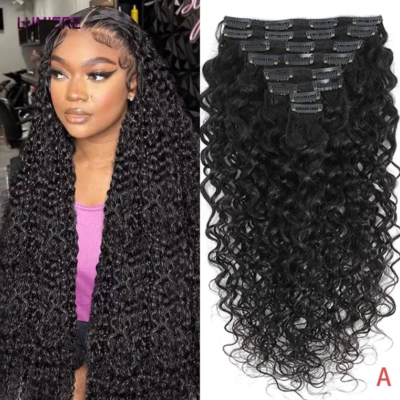 

Afro Kinky Deep Water Curly Wave Hair Extensions Straight Clip in Hair Extension Soft Black Hair Extensions 26 Inche Thick Hair
