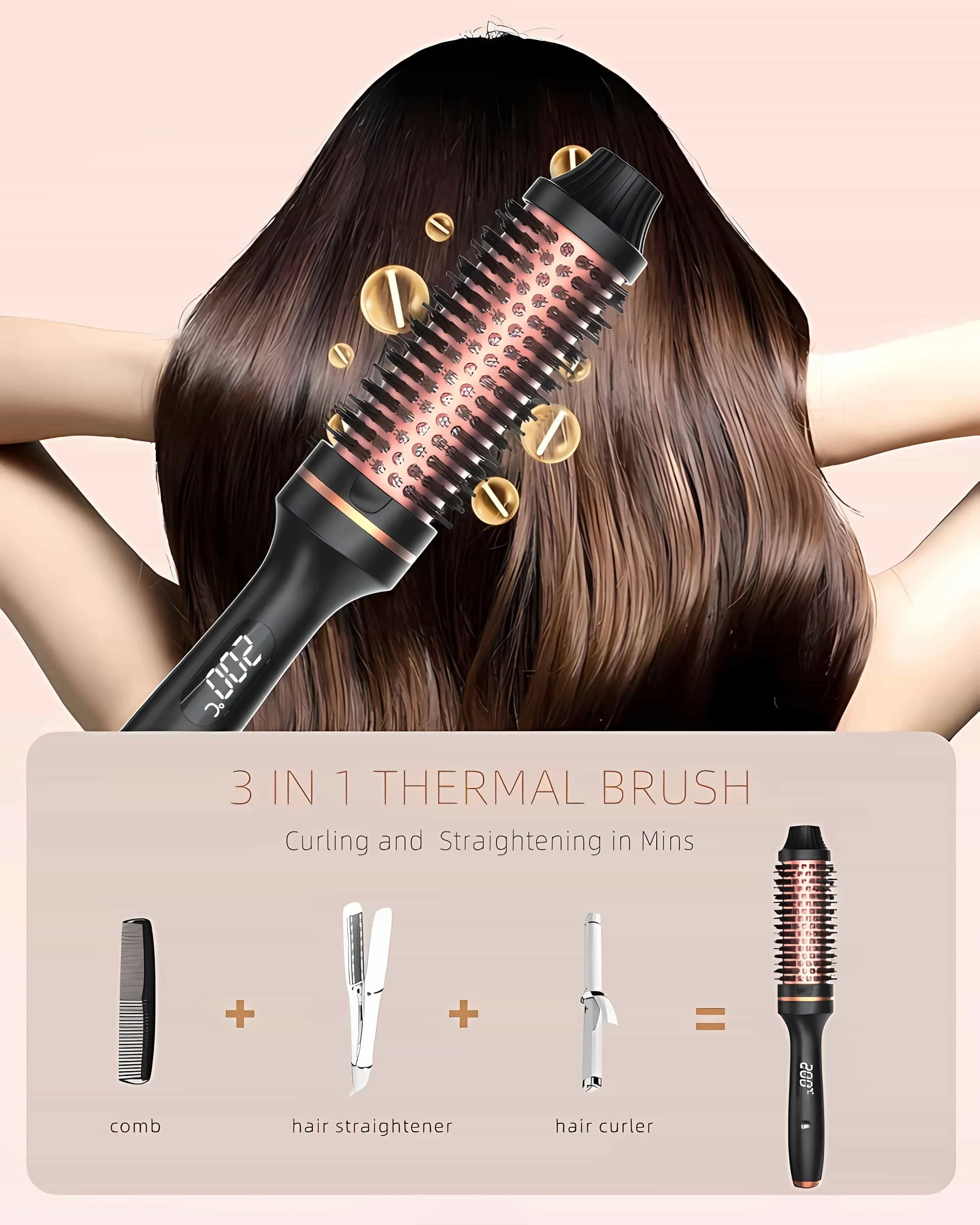 3 في 1 فرشاة ساخنة مستقيم فرشاة ساخنة المهنية الساخن مشط فرشاة تصفيف الشعر مكافحة تحرق فرشاة حرارية تسخين سريع الشعر