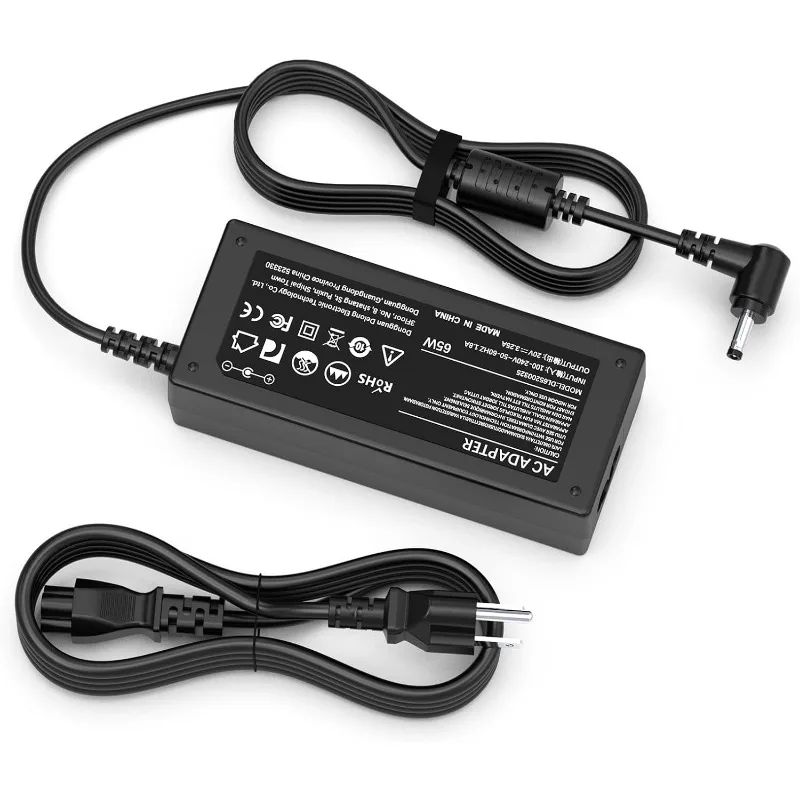 Cargador de 65W para Portátiles Lenovo 1470 1480 1570 1580, Adaptador para Ideapad 110 110s 310 320 330 330s 520 530s; Fuente de Alimentación para Chromebook