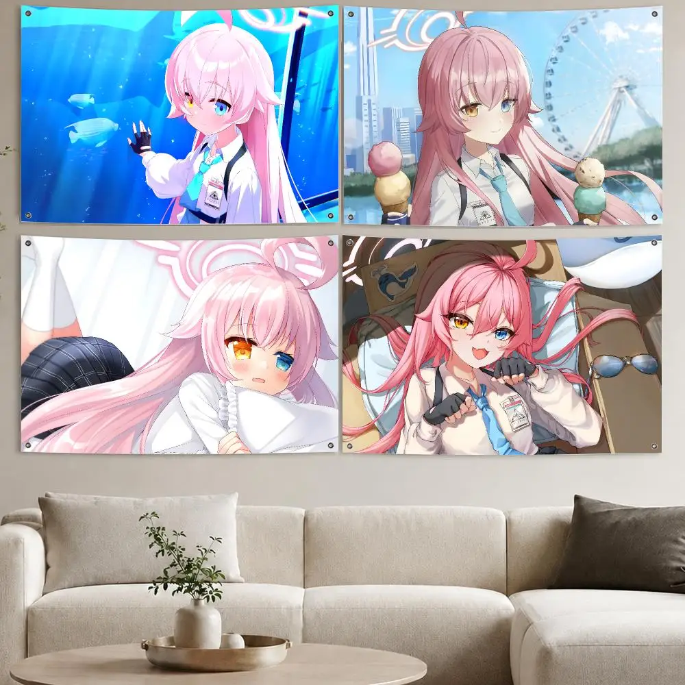 Blue Archive Takanashi Hoshino Flags Aesthetic Wall Tapestry Printed Wall Hanging Living Room Party Outdoor Decor