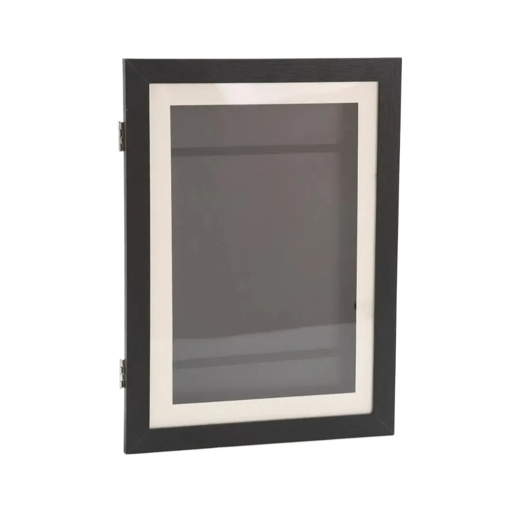 Multi-functional Wooden Picture Frame Magnetic Closure Wall Mount Flip Photo Frame Rectangle Changeable Flip Art Frame