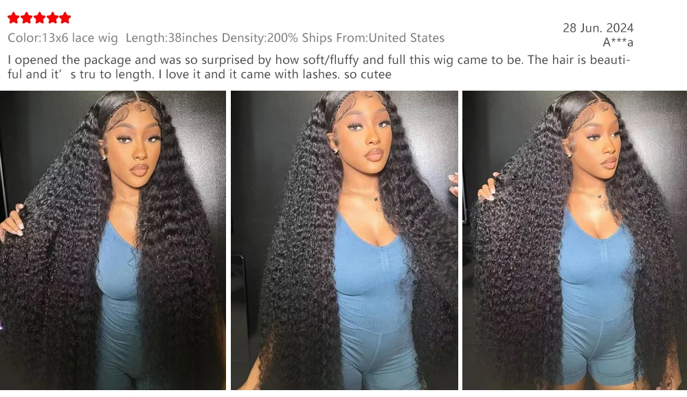 40 46 Inch Deep Wave 13x6 13x4 Lace Front Human Hair Wig 200% Remy Curl 360 Full Lace Frontal Wig Human Hair