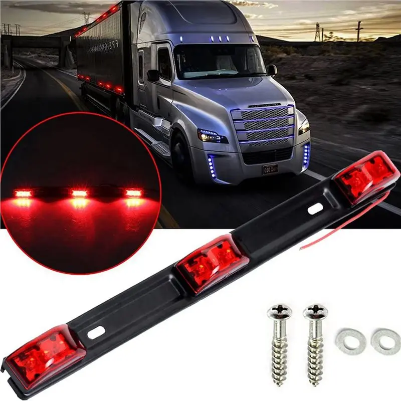 5X Trailer Tail Light Bar, 14.2 Inch Red Clearance Identification ID Marker Light With Bracket