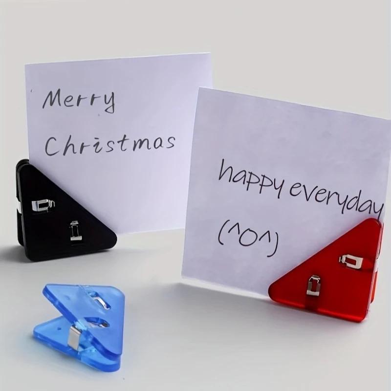 20pcs Transparent Triangle Clips, Right Angle File Folders for Test Papers, Book Covers, Office School Home Anti-Wrinkle Plastic