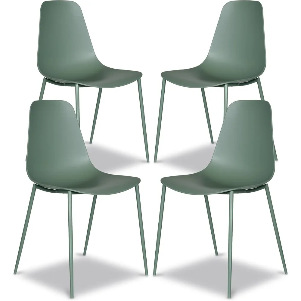 

Modern kitchen chair set of 4 - plastic dining chair with metal legs - quick and simple assembly