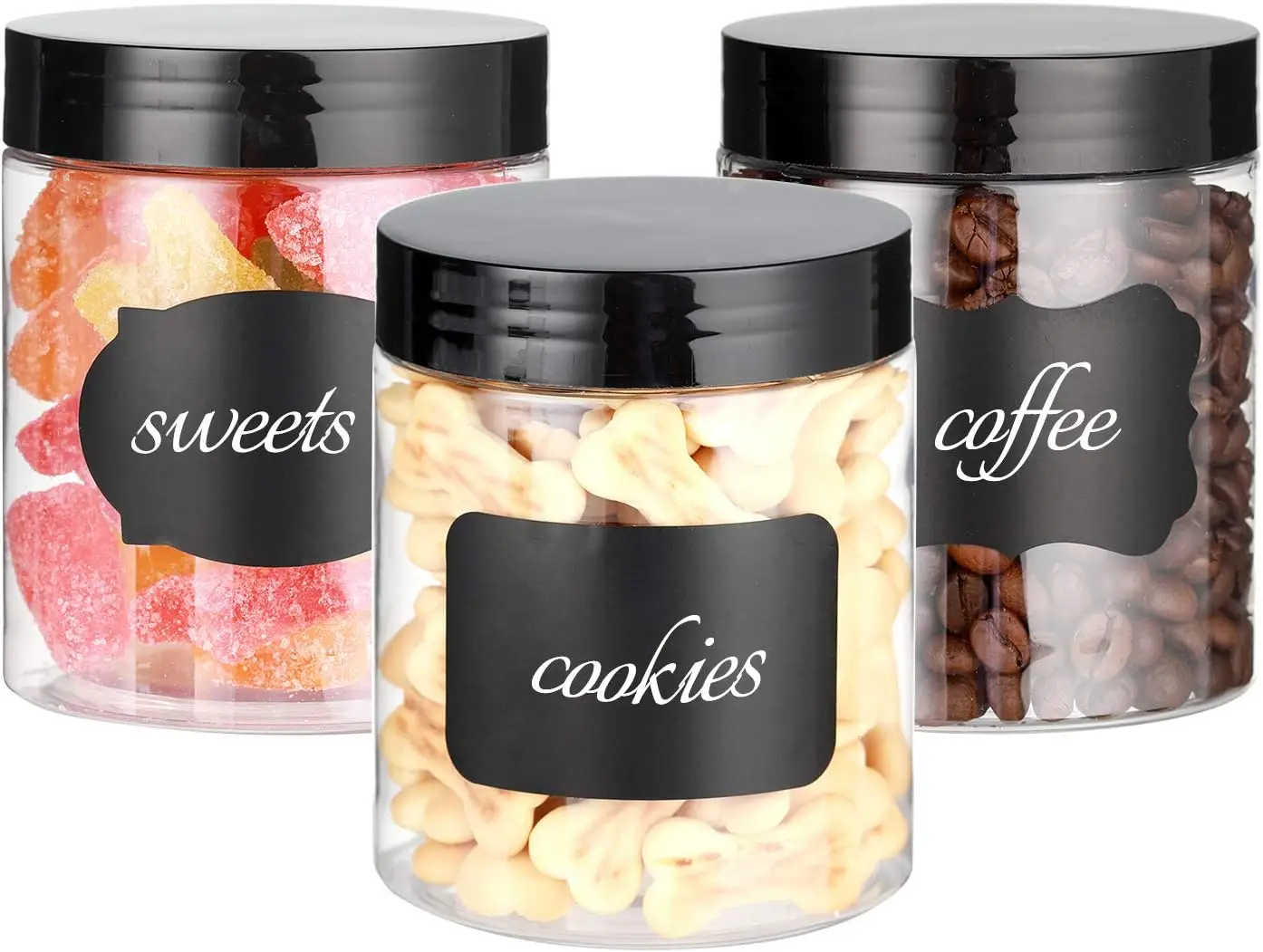 24pcs 8 OZ Plastic Jars with Lids for Kitchen and Household Food Storage of Dry Goods, Creams and More, BPA Free