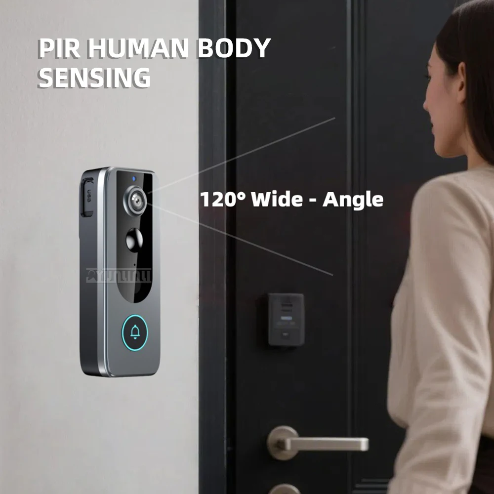 High-Definition Smart Video Doorbell with PIR Motion Detection, Two-Way Intercom, and Night Vision