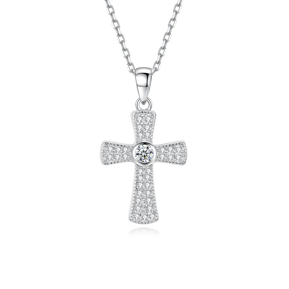 

S925 Sterling Silver Hip-Hop Style Retro Cross Pendant Necklace Exquisite Zircon Men And Women Commemorative Day Jewelry gift