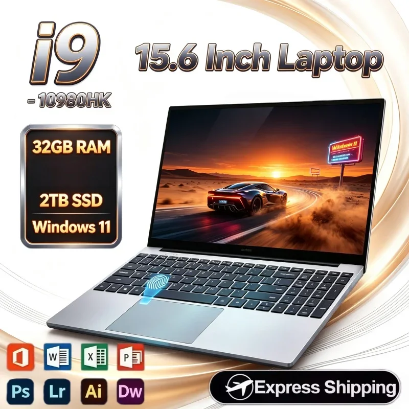 New Arrival 15.6 Inch Laptop Intel Core I9-10980HK 32GB RAM 2TB SSD Windows 11 Fingerprint Unlock For Casual Game Office Study
