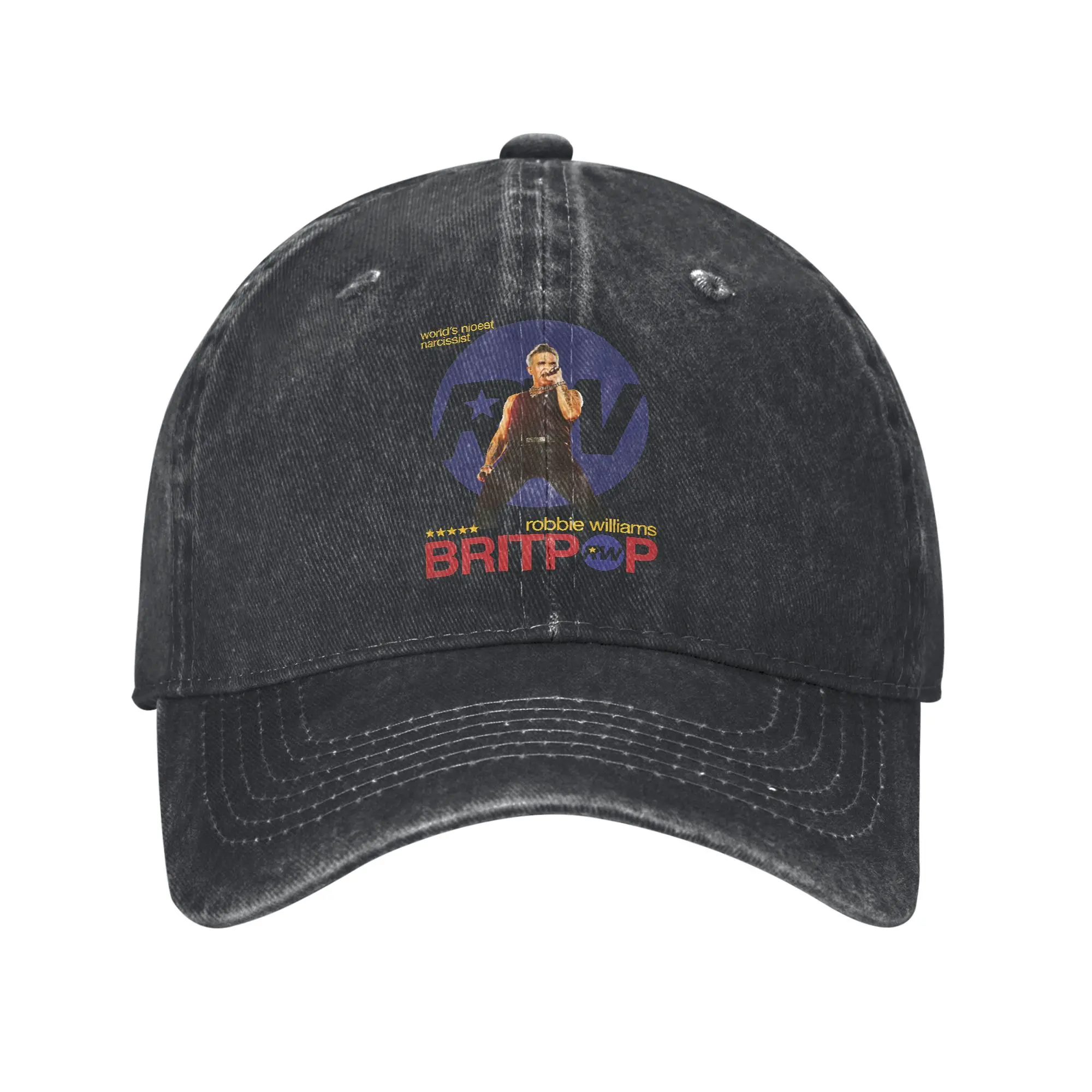 

Robbie Williams Britpop Tour 2025 Baseball Caps Retro Distressed Concert Snapback Hat Men Women Outdoor All Seasons Travel Soft