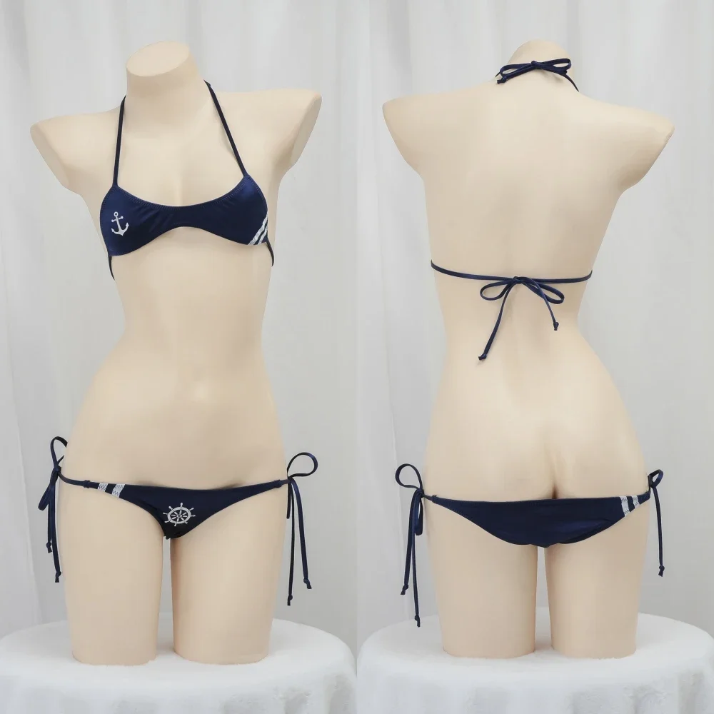 

Anime Fleet Captain Navy Bikini Set Pirate Sailor Swimsuit Underwear Cosplay Costumes Japanese Girl Swimwear Role Play Outfits