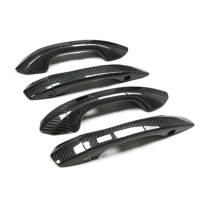 

Car Exterior Doors Handle Cover Trim For A6 C8 S6 RS6 Q6 E-Tron Carbon Fiber With Auxiliary Hole Door Handle