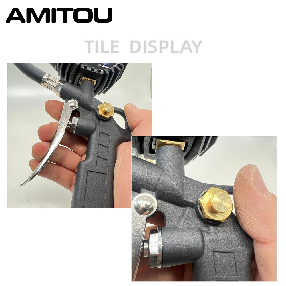 AMITOU เครื่องวัดความดันยางแบบดิจิตอลแบบพกพาหยุดอัตโนมัติ 250PSI สําหรับรถยนต์จักรยานรถจักรยานยนต์ Inflator หัว