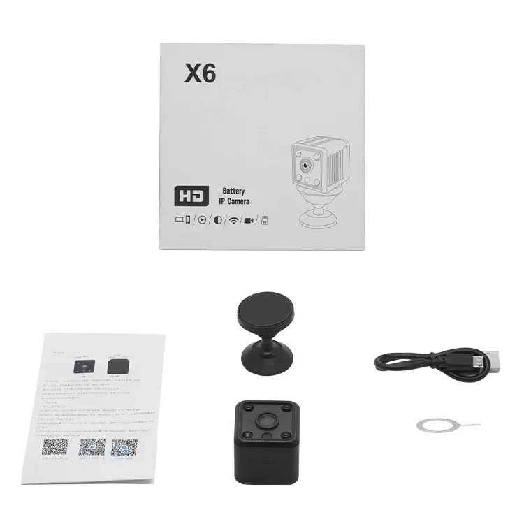 X6 Mini IP Camera WiFi Sports Camera HD 1080P Wireless Security Surveillance Built-in Battery Night Vision Smart Home Micro Cam