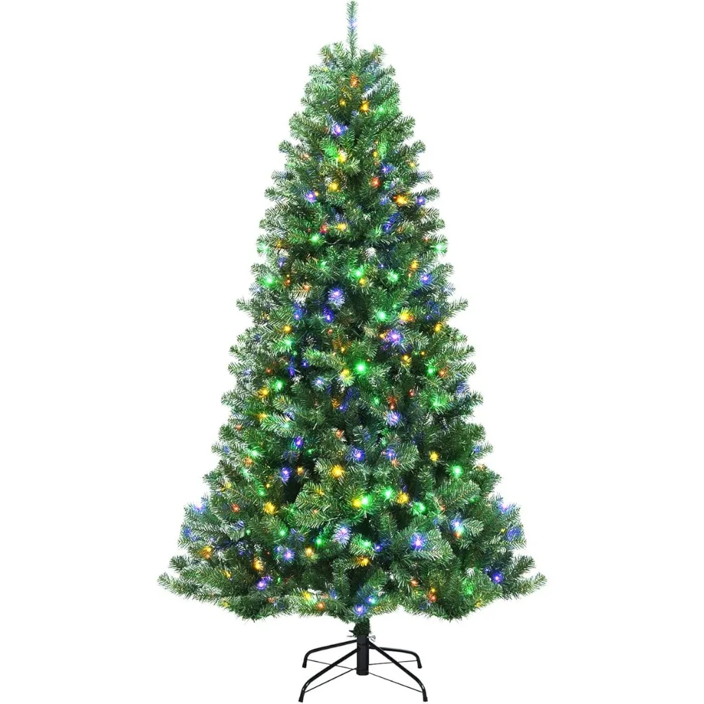 7 Ft Christmas tree with 9 lighting modes, equipped with 1181 PVC supports and 500 LED lights, remote control and metal bracket