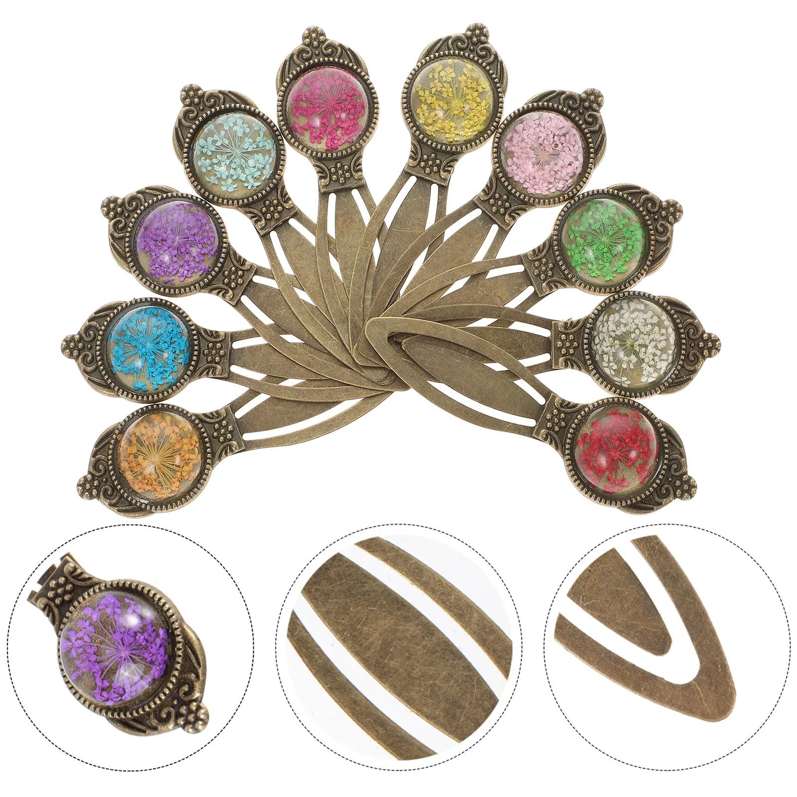 

10Pcs Metal Bookmarks Mini Glass Owl Vintage Cartoon Clip Book Marker Creative Holder School Reading Supplies for Learners