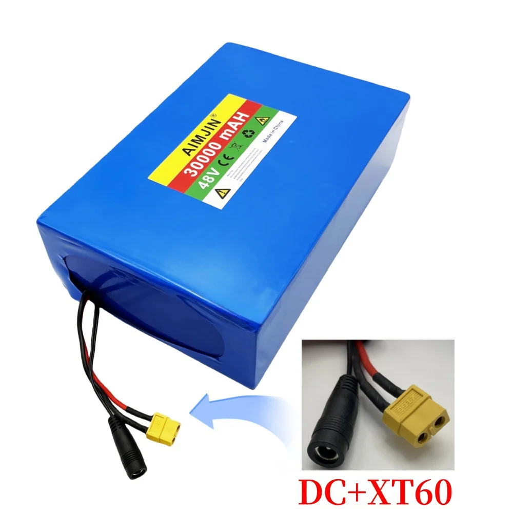 48V 30Ah 30000mAh 18650 lithium battery pack 13S8P large capacity suitable for 48V 250-1500W built-in BMS+54.6V2A charger