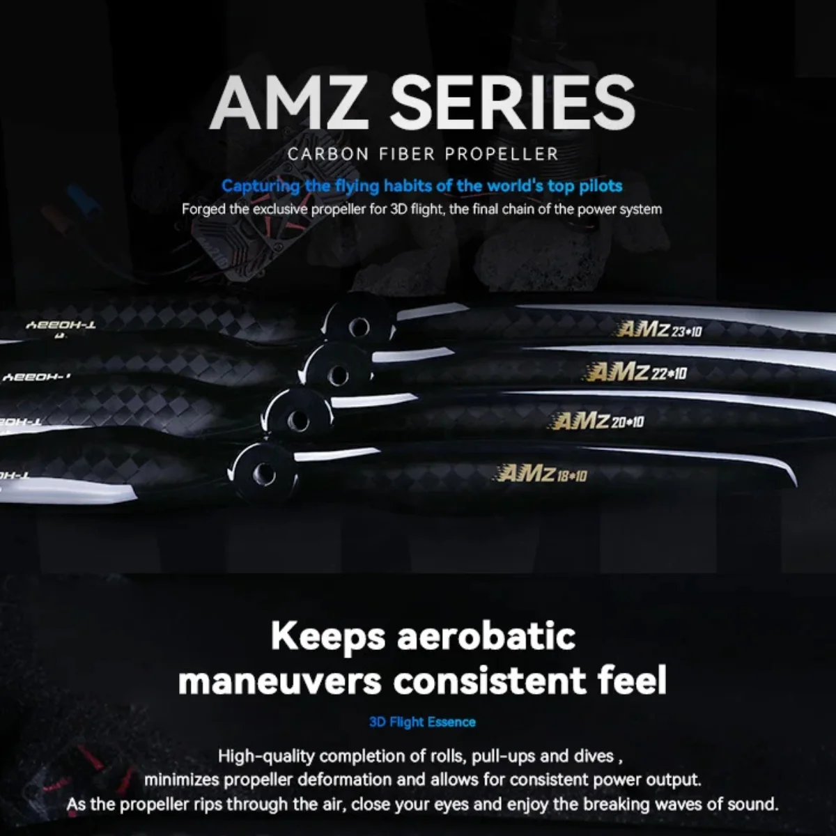 Śmigło z włókna węglowego T-MOTOR T-HOBBY AMZ 23x10 20x10 24x10 22x10 18x10 cali do samolotów 3D o długości 84-89 cali, wysoka wydajność