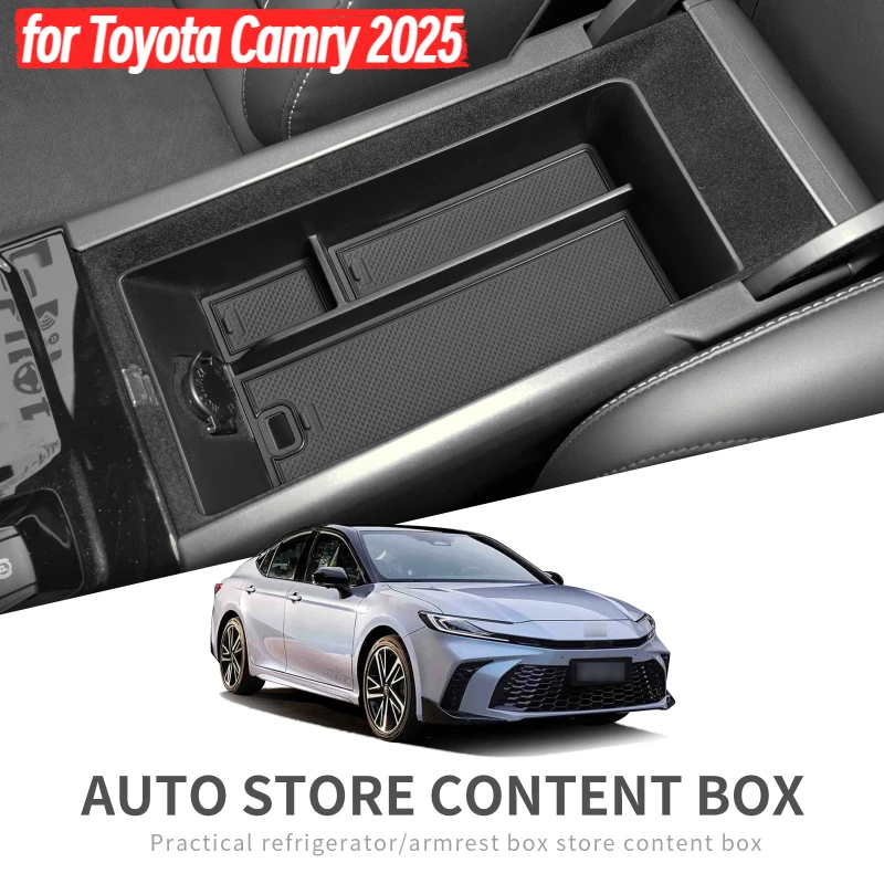 

For Toyota Camry 2025 Center Console Armrest Storage Box Car Tray Organizers Accessories Tidying Black