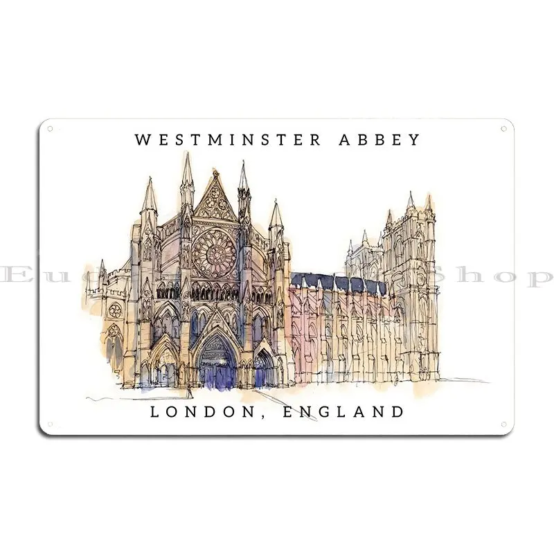 Westminster Abbey Metal Sign PaintingGarage Decoration Garage Customize Wall Mural Tin Sign Poster