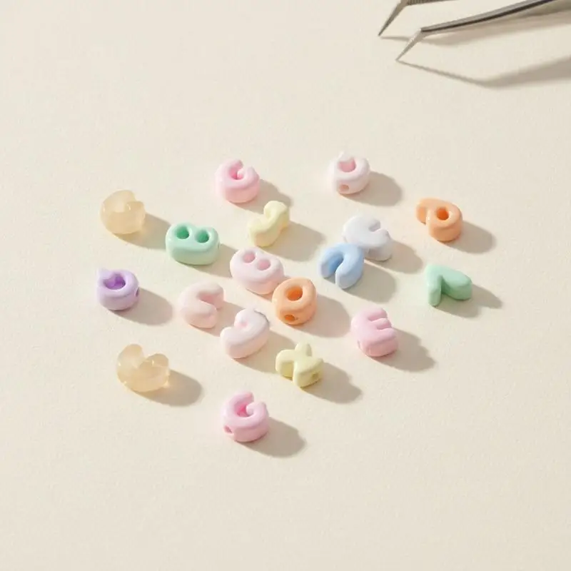 Acrylic Alphabet Beads 50PCS Pastel Bright Candy Color Smooth for DIY Jewelry Bracelet Name Tag Handcraft