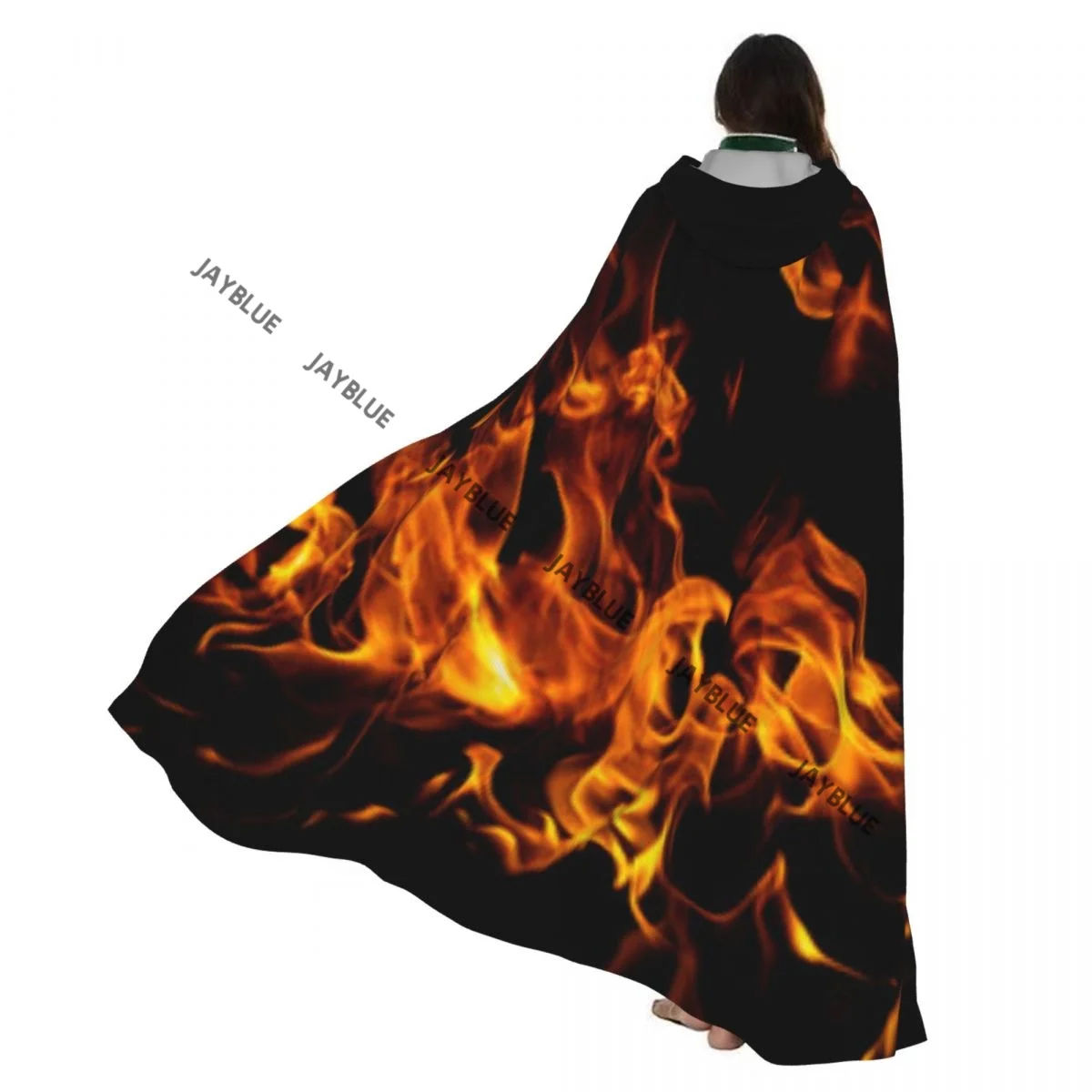 

Плащ унисекс для взрослых Fires Burn Background с капюшоном, длинный костюм ведьмы, косплей