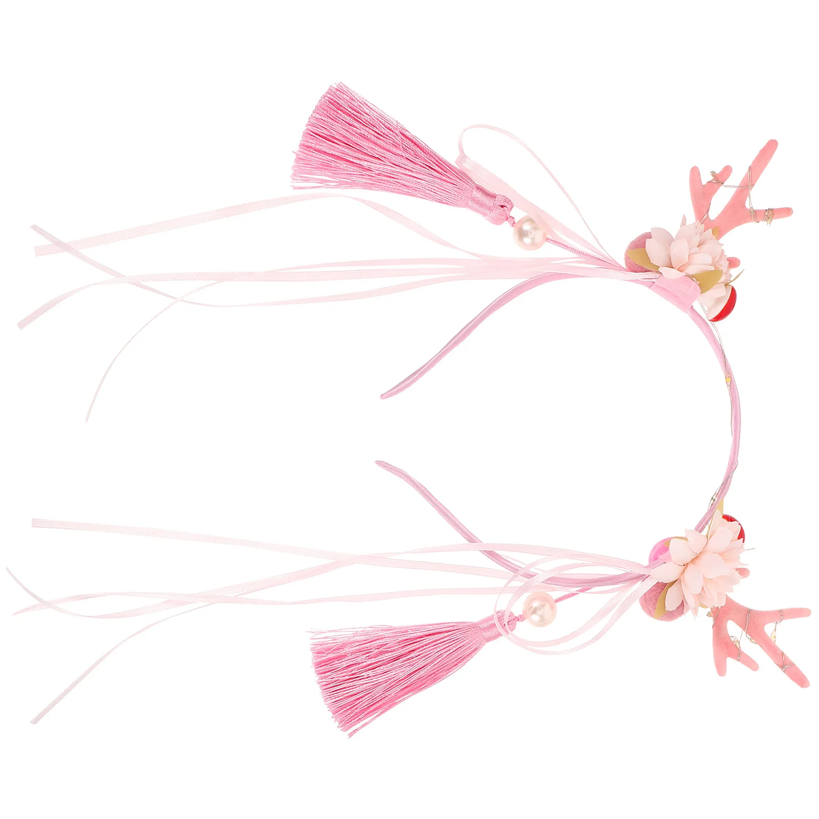 

Antler Headband with Flower and Tassel Decor Xmas Christmas Party Costume Accessory for Little Girl Deer Horn Cute Hair