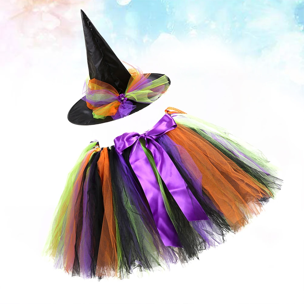 

Halloween Tutu Skirt Girls Kids Costume Party Dress Reusable Durable Elastic Waist Adjustable Layered Satin Bow Lace