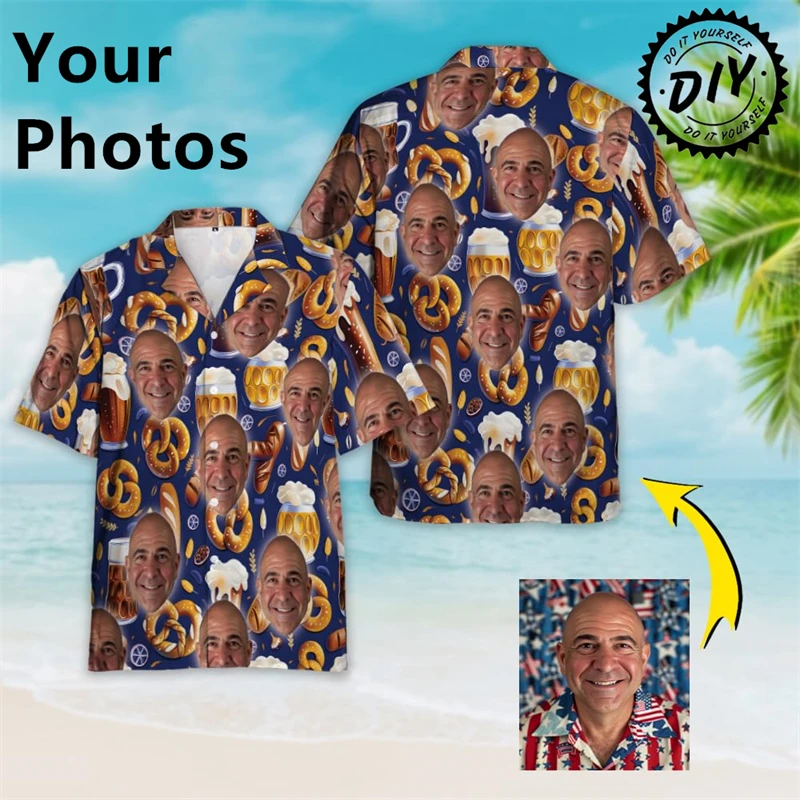 2025 Tropical Beer Custom Photo Graphic Beach Shirt Diy Beverage Lovers Shirts For Men Customized Beers Unisex Blouses Bar Tops