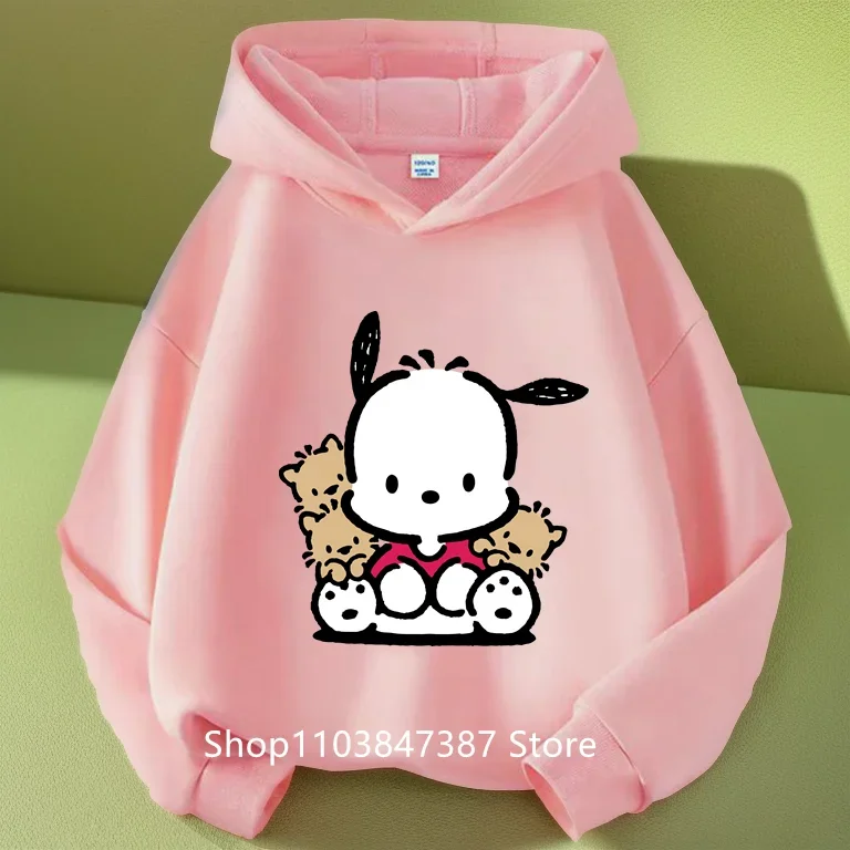 2024 Pochacco felpa con cappuccio abbigliamento per bambini abbigliamento per ragazze ragazzi felpe Kawaii a maniche lunghe primavera autunno Sanrio