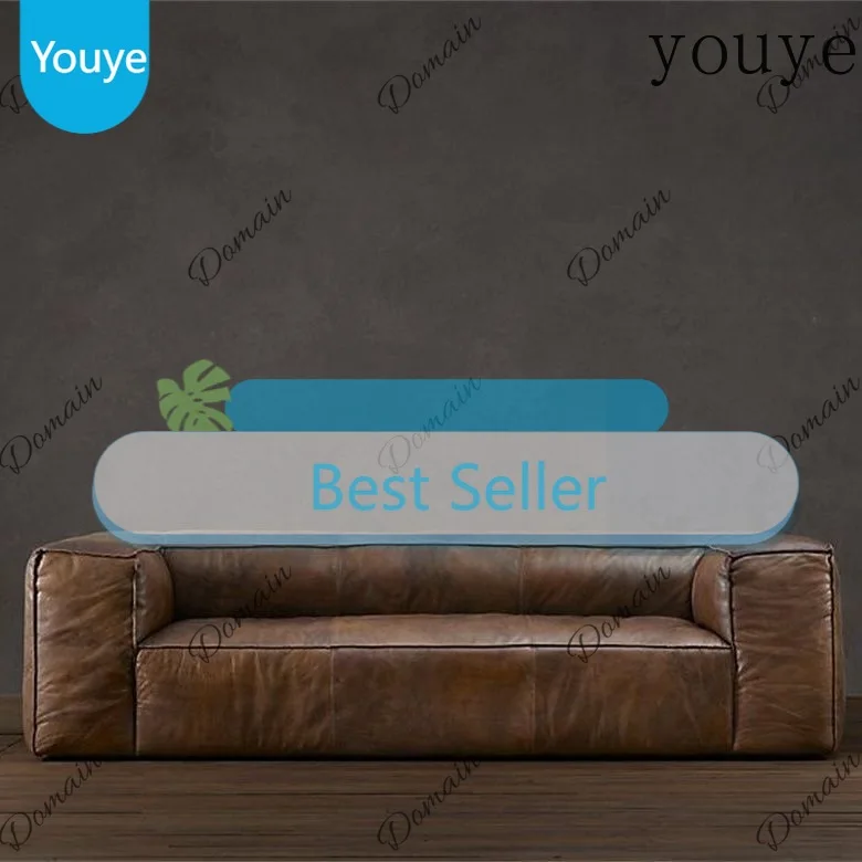 C10 New American Square Industrial Nordic Minimalist First Layer Cowhide Italian Minimalist Living Room Retro Sofa