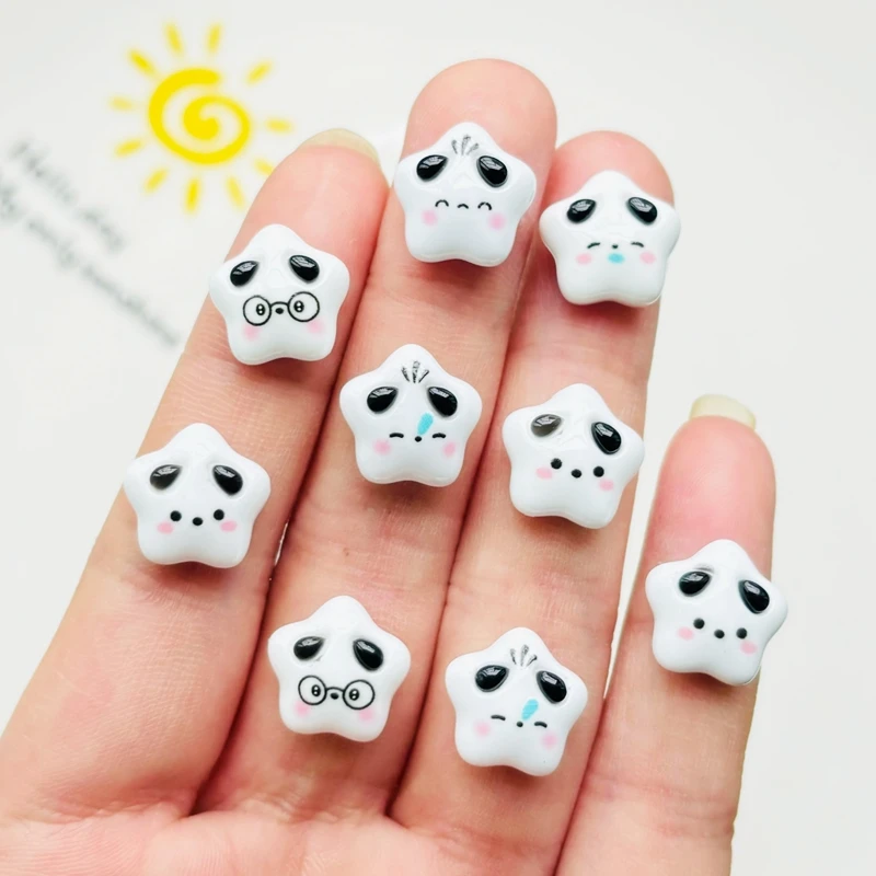 20 Pcs New Cute Mini Resin Cartoon Black And White Puppy, Stars Flatback Ornament Jewelry Making Manicure Hairwear Accessories