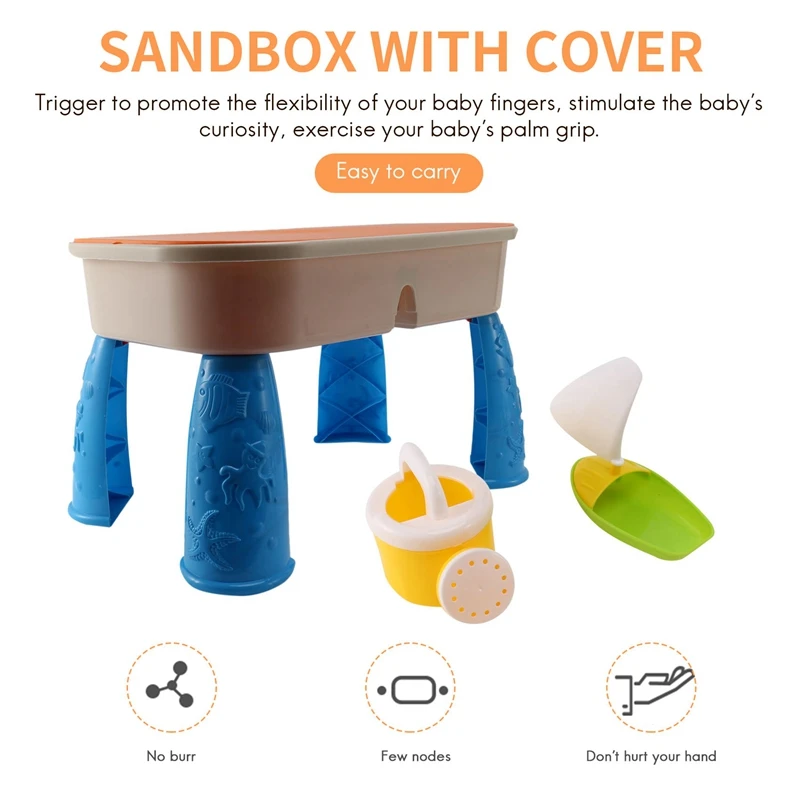 Sand And Water Table Set With Lid Cover Beach Toys Outdoor Garden Sandbox Kit Kids Summer Beach For Toddlers Kids