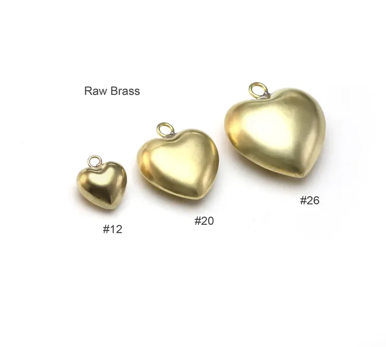 

2pcs Puffy Heart Charm, Raw Brass Heart Pendant, Closed Heart, Earring Findings, DIY Ornament, Jewelry Supplies -R2890