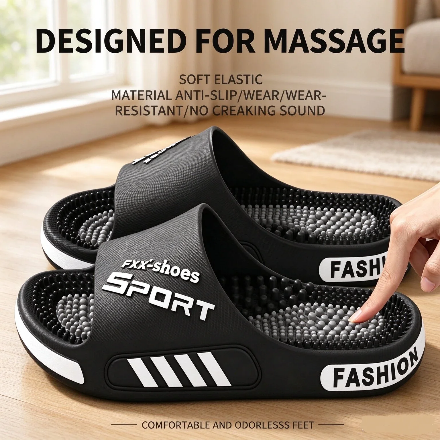 Couple Massage Slippers Men's Bathroom Shower 2026 New Acupoint Foot Therapy Home Indoor Men's Women's Cool Slippers Summer