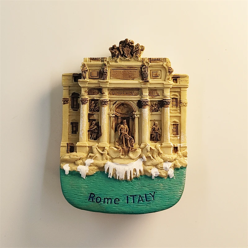 إيطاليا، روما، نافورة تريفي، مجسمة ثلاثية الأبعاد، هدايا تذكارية للسياحة، لوحة راتينج، ديكور منزلي، مغناطيس الثلاجة