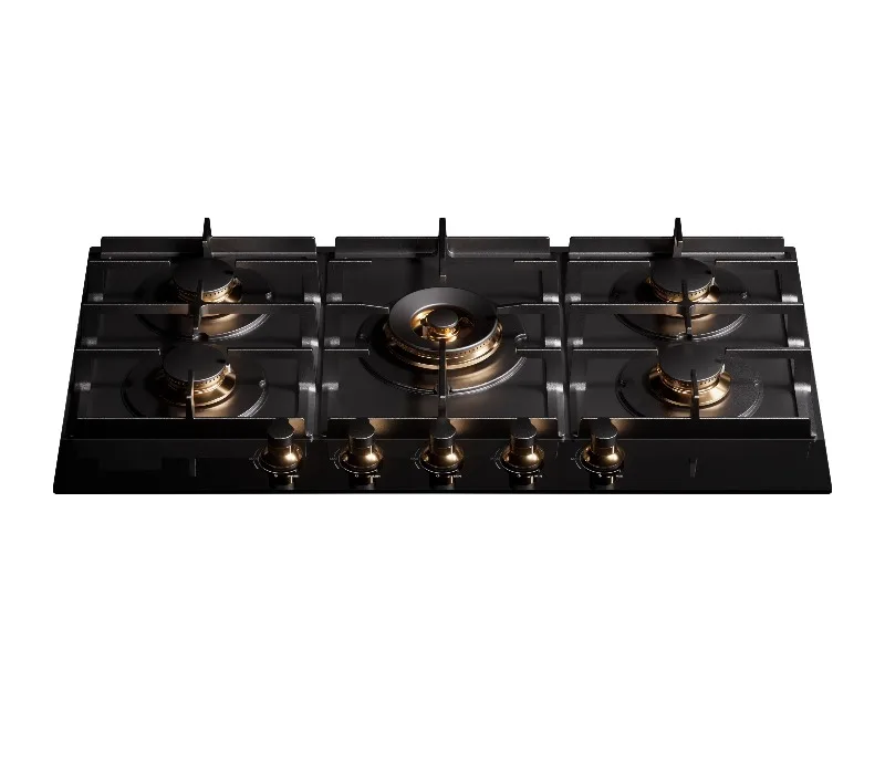 

Luxury 5 burner kitchen built-in gas stove copper burner household