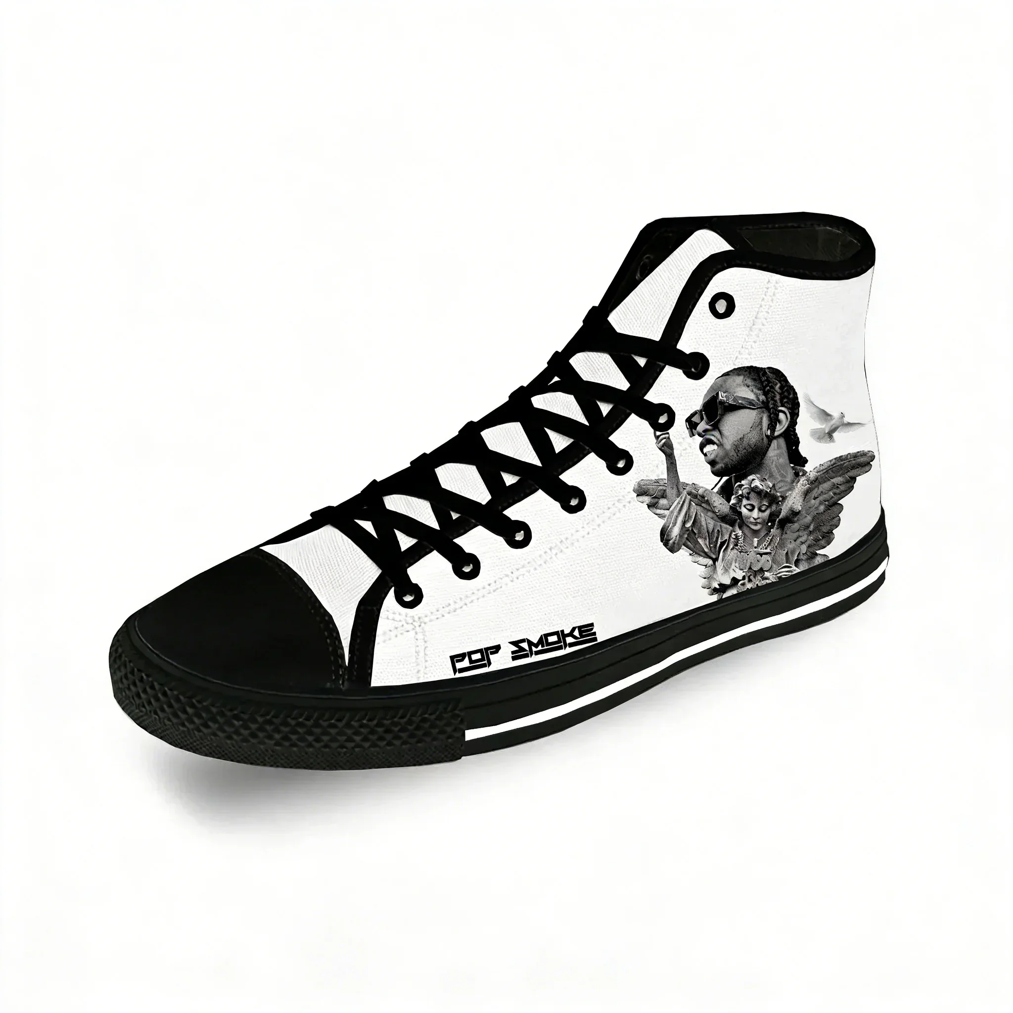 Pop Smoke Rap Rapper Hip Hop Music Casual Cloth Fashion 3D Print High Top Canvas Shoes Men Women Lightweight Breathable Sneakers